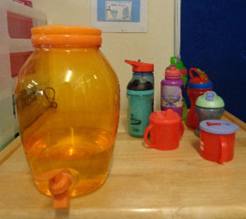 Children at Little Angels Nursery in New Milton have access to water and soft drinks throughout the day